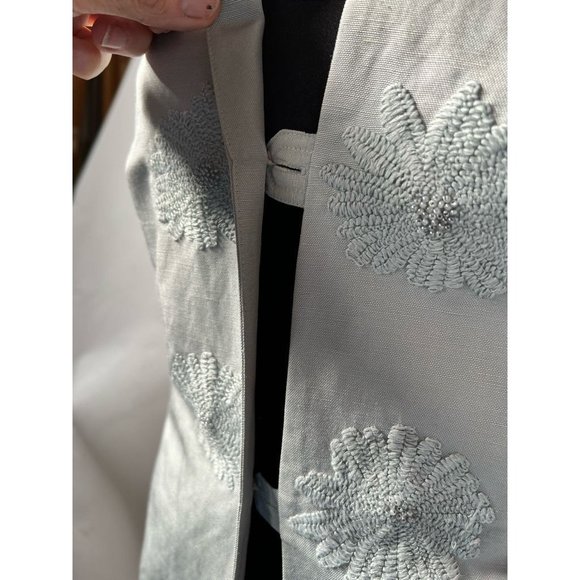 Sigrid Olsen Womens Overcoat Gray Button Long Sleeve Embellished Pockets Lined 4 - Picture 3 of 12